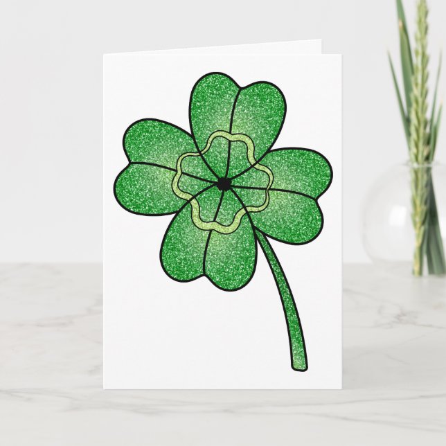 Glitter Four Leaf Clover Card (Front)