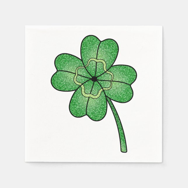 Glitter Four Leaf Clover Napkin (Front)