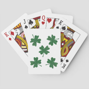 Glitter Four Leaf Clovers Playing Cards