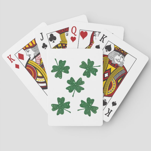Glitter Four Leaf Clovers Playing Cards (Back)