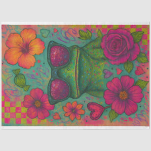 Glitter Frog & Floral Doodles Decoupage Paper
