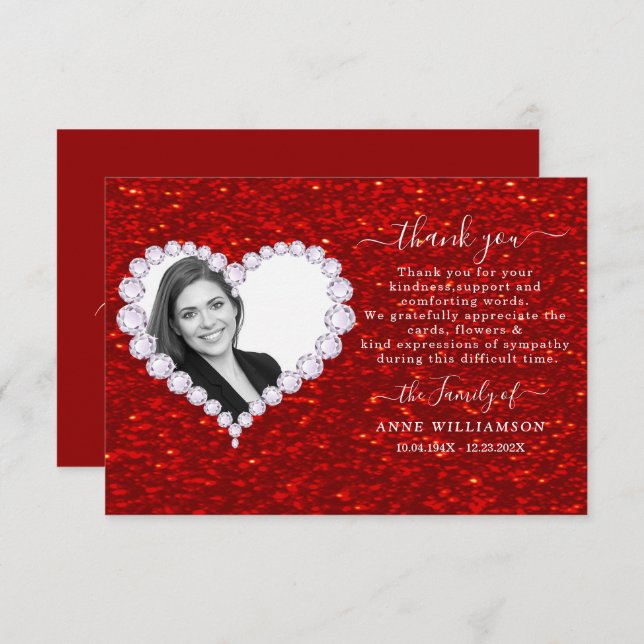 Glitter Funeral Thank You Card (Front/Back)