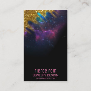 Glitter Galaxy Black And Gold Jewellery Packaging Business Card