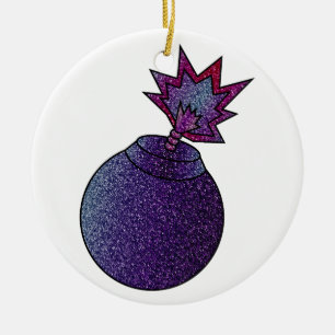 Glitter Galaxy Bomb Ceramic Ornament