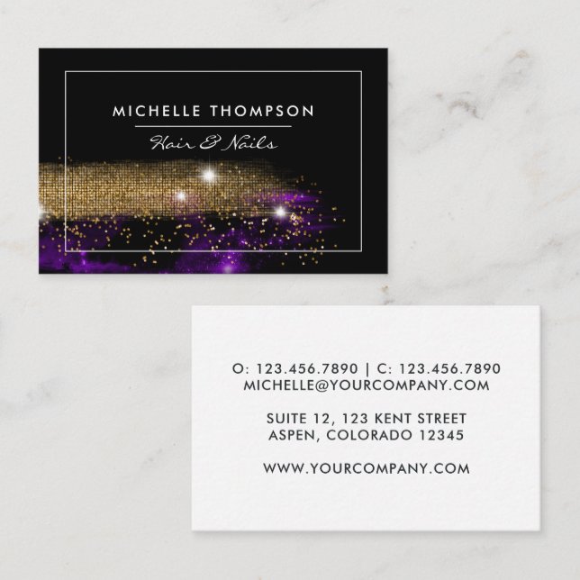 Glitter Galaxy Brushstrokes Business Card (Front/Back)