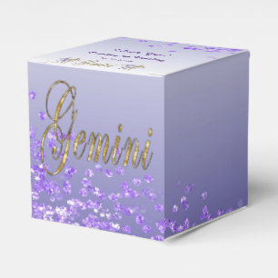 Glitter Gemini & Purple Glitter Birthday Favour Box