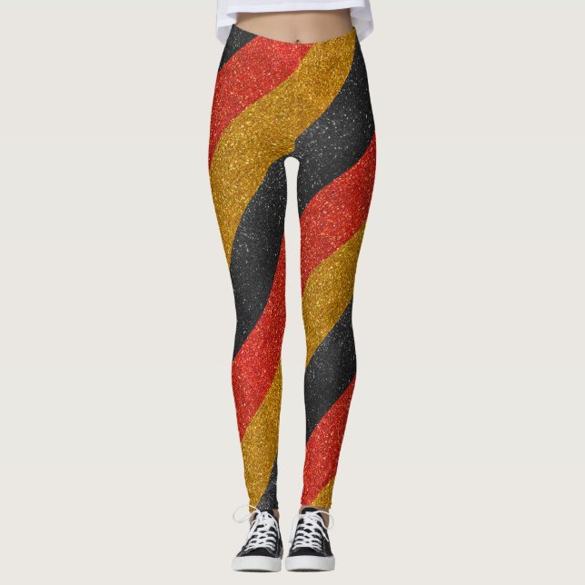 Glitter German Flag of Germany Fashion Stylish Leggings (Front)
