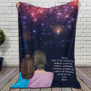 Glitter Gift for Mum From Daughter Letter Note Fleece Blanket