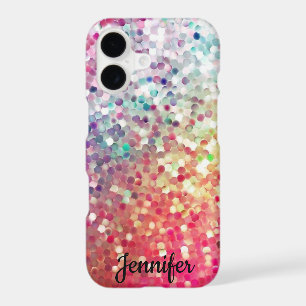 Glitter Girly Rainbow Patterned Phone Custom Name