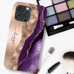 Glitter Girly Rose Gold Stylish Purple iPhone 13 Pro Case<br><div class="desc">Elegant Chich Glitter Phone Cases & Covers. Personalise with your name,  monogram,  initial or text. You can change text colour and font style using the customise it further option. Please note the glitter effect is not real,  but just simulated.</div>