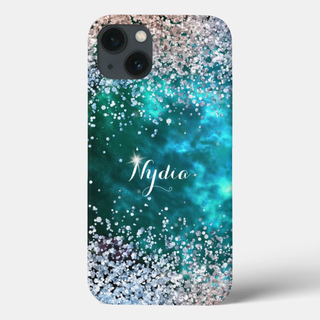 Glitter Girly Sweet 16 Sparkle Teal Case-Mate iPhone Case (Back)
