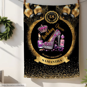 Glitter Glam Birthday Queen High Heels Blanket
