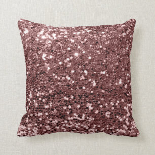 Glitter Glam Fashion Sequin Brown Skin Powder Rose Cushion