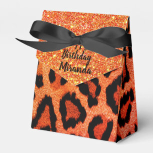 Glitter Glam Orange Leopard Personalised Favour Box