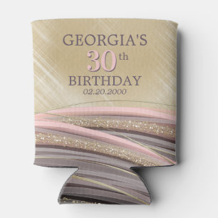 Glitter Glam Rose Gold Birthday Can Cooler