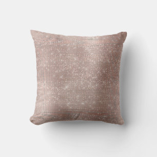Glitter Glam Rose Gold Sparkly Girly Blush Sequin Cushion