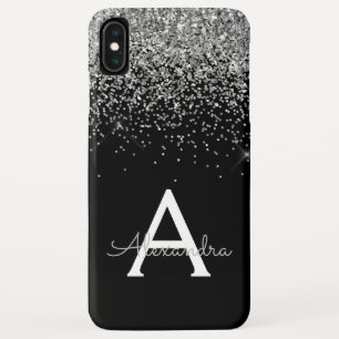Glitter Glam Silver Black Luxury Monogram iPhone XS Max Case