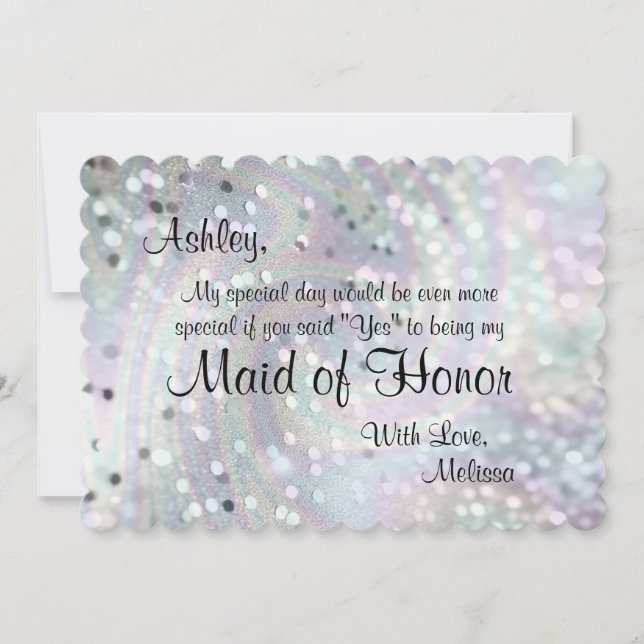 Glitter Glam Will You Be My Maid of Honour Invitation (Front)