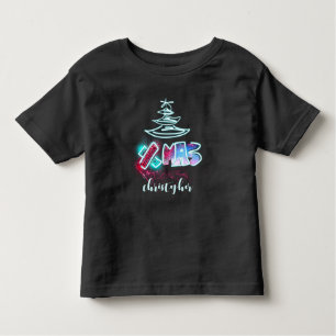 Glitter Glow Tree Blue and Red Xmas Typography Toddler T-Shirt