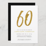 Glitter gold 60th birthday party invitation<br><div class="desc">Celebrate 60 years with this black and faux gold glitter invitation featuring a large stylised 60</div>