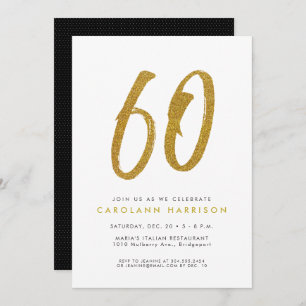 Glitter gold 60th birthday party invitation