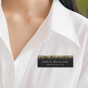 Glitter Gold Beauty Business Professional Name Tag