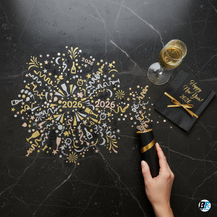 Glitter Gold & Black 2026 New Year's Eve Confetti