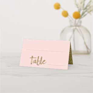 Glitter Gold Blush Pink Wedding Place Card