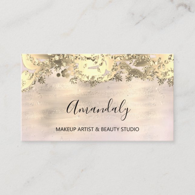 Glitter Gold Event Planner Fashion Shop Pink Glam Business Card (Front)