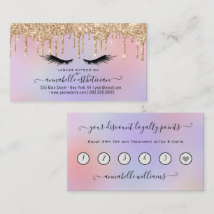 Glitter Gold Eyelash Extension Loyalty Business Business Card