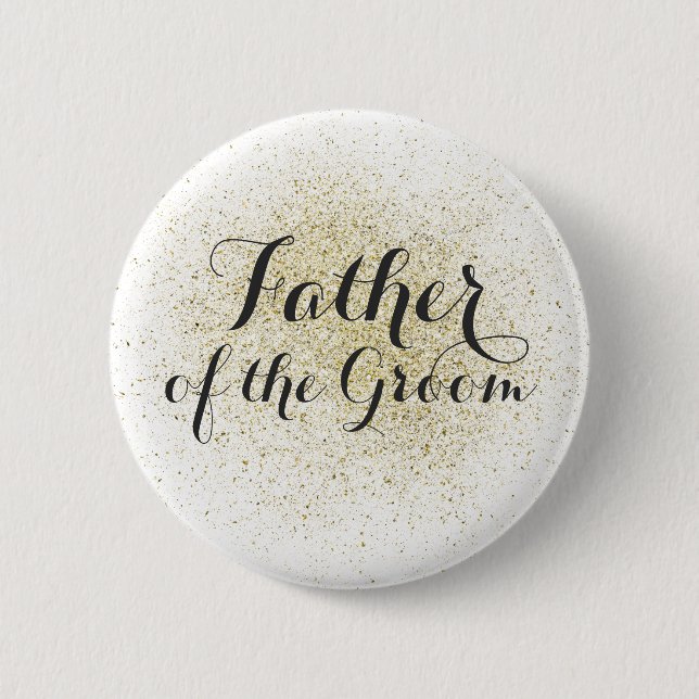 Glitter Gold Father of the Groom Button (Front)