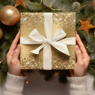 Glitter Gold Faux Foil Wrapping Paper