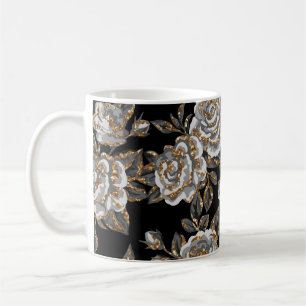 Glitter Gold Floral: Sparkle Vintage. Coffee Mug