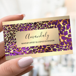 Glitter Gold Frame Animal Skin Leopard Luxury Business Card