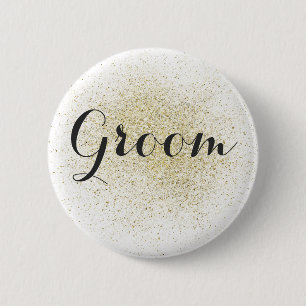 Glitter Gold Groom Button