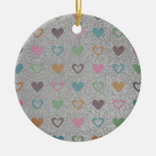 glitter / gold hearts ceramic ornament