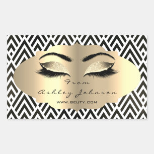 Glitter Gold Lash Eyes From Black White Chevron Rectangular Sticker