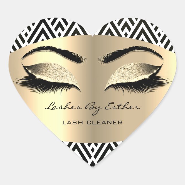 Glitter Gold Lashes By Name Cleaner Heart Makeup Sticker (Front)