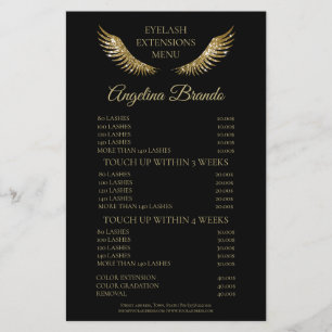 Glitter Gold Lashes Eyelash Extensions Price List Flyer
