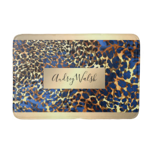 Glitter Gold Luxury Animal Skin Leopard Beauty Bath Mat