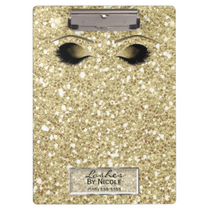 Glitter Gold Makeup Eyes Lashes Glam Personalised Clipboard