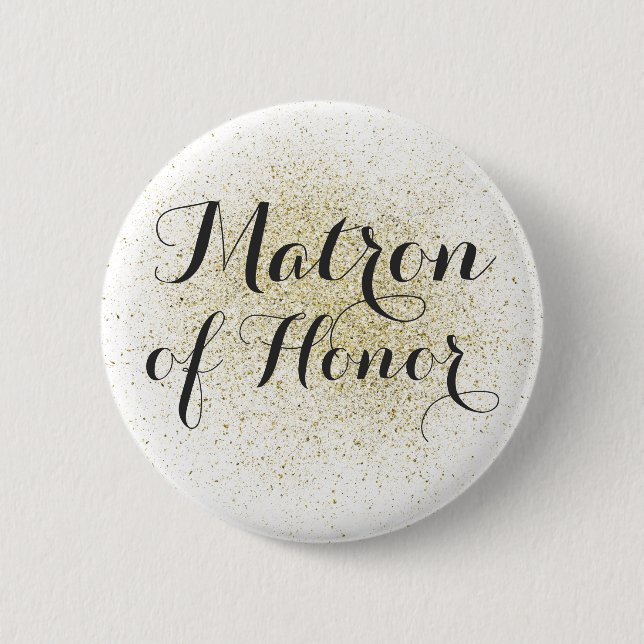 Glitter Gold Matron of Honour Button (Front)