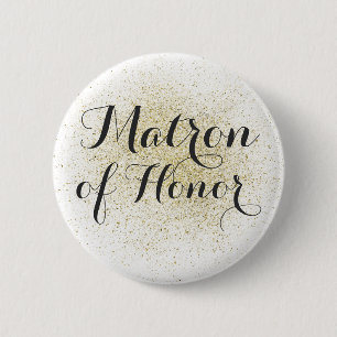 Glitter Gold Matron of Honour Button