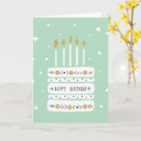 Glitter Gold Pastel Birthday Cake Illustration