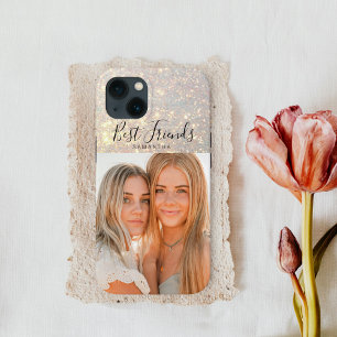 Glitter Gold Personal Photo Best Friends Gift iPhone 13 Case