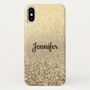 Glitter, gold, personalised, shiny, glitter, gold iPhone x case