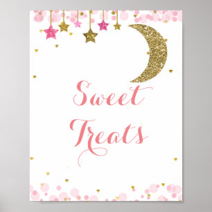 Glitter gold pink watercolor Sweet Treats sign