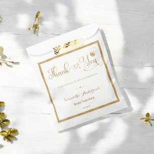 Glitter Gold Princess Elegant Thank Baby Shower Favour Bag