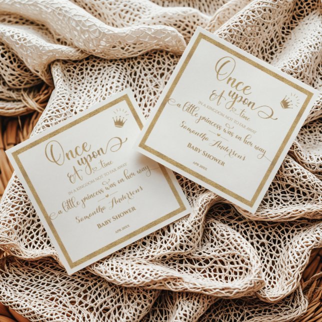 Glitter Gold Princess Once Upon A Time Baby Shower Napkin (Creator Uploaded)