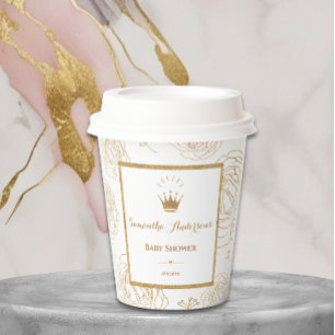 Glitter Gold Princess Ornament Baby Shower Paper Cups